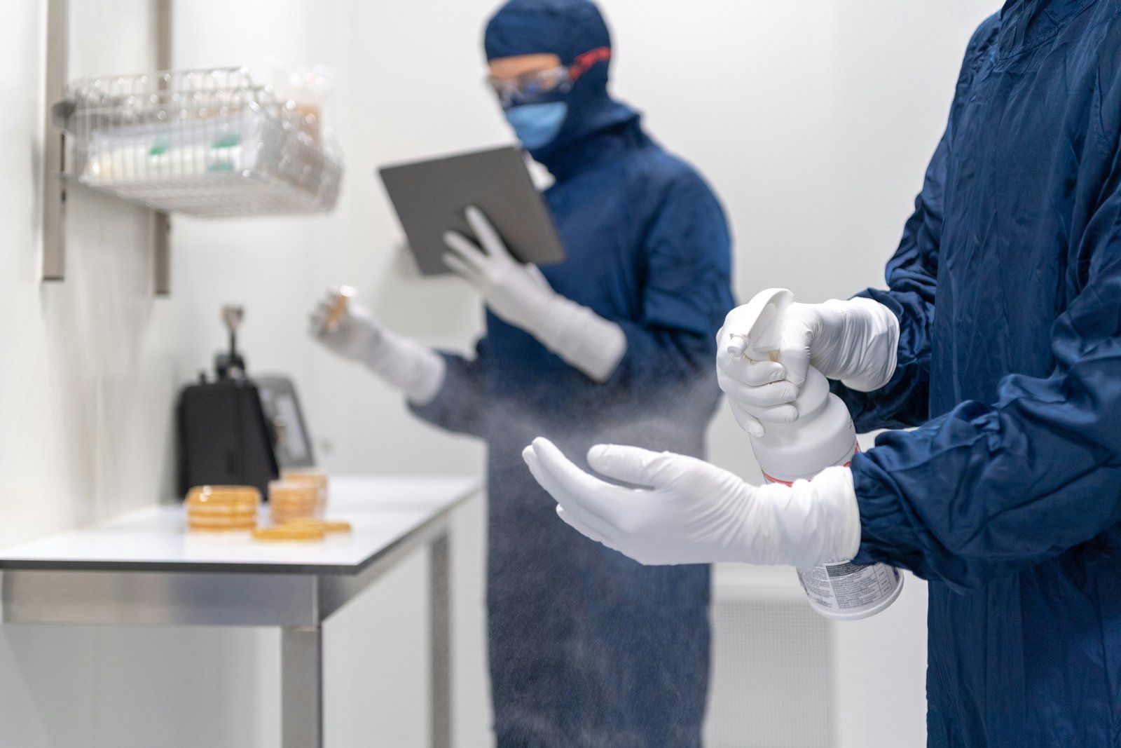 Lab professionals with cleaning samples